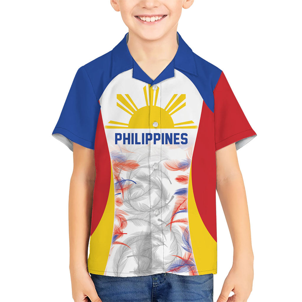 Philippines Flag Day Kid Hawaiian Shirt Filipino Feather Pattern LT9 Kid White - Polynesian Pride