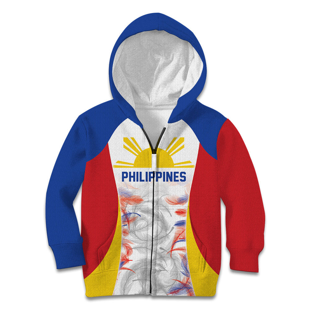 Philippines Flag Day Kid Hoodie Filipino Feather Pattern LT9 Zip Hoodie White - Polynesian Pride