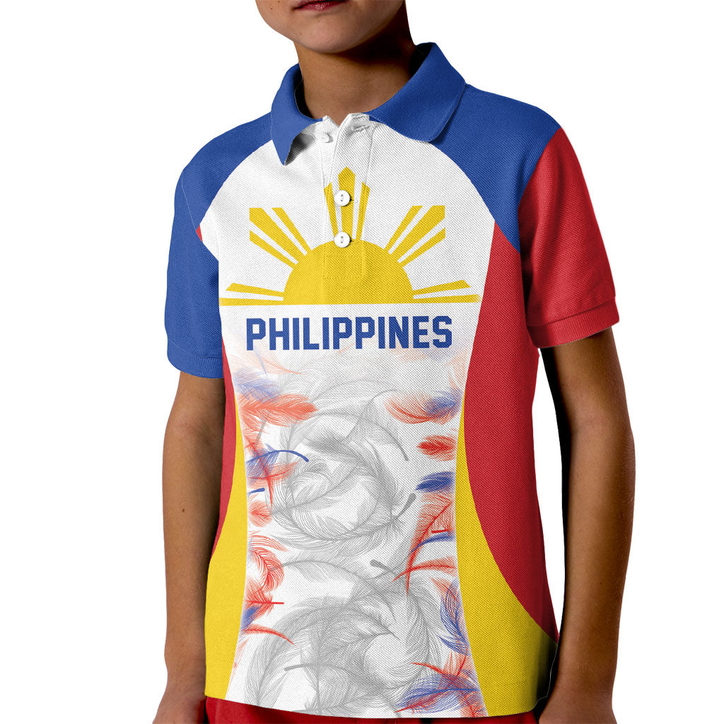 Philippines Flag Day Kid Polo Shirt Filipino Feather Pattern LT9 Kid White - Polynesian Pride
