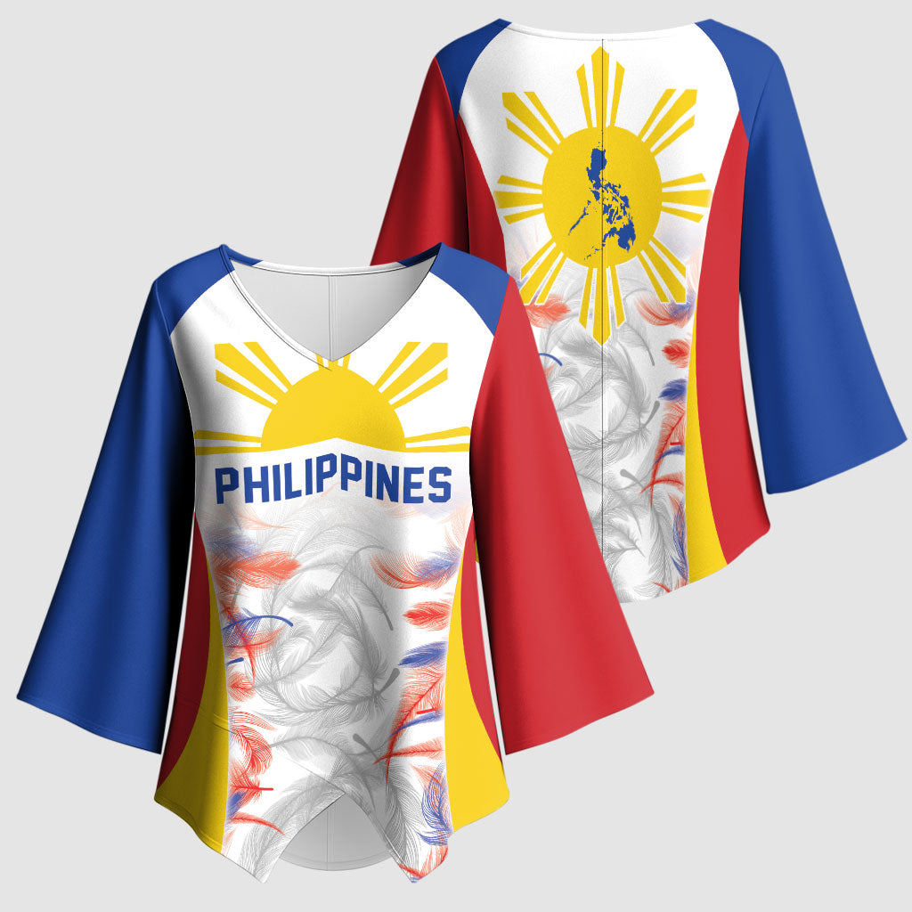 Philippines Flag Day Kimono Sleeve Blouse Filipino Feather Pattern LT9 - Polynesian Pride