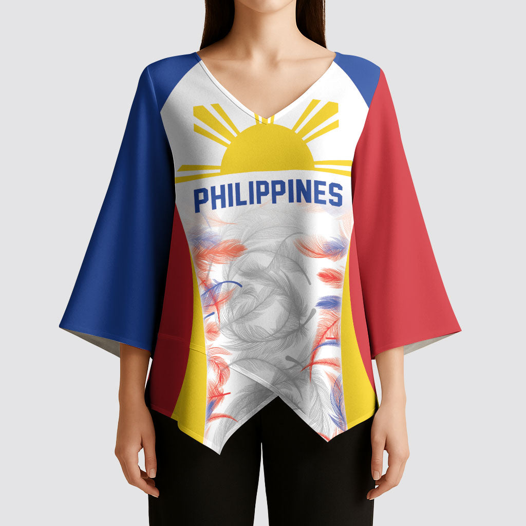 Philippines Flag Day Kimono Sleeve Blouse Filipino Feather Pattern LT9 - Polynesian Pride