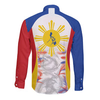Philippines Flag Day Long Sleeve Button Shirt Filipino Feather Pattern LT9 - Polynesian Pride
