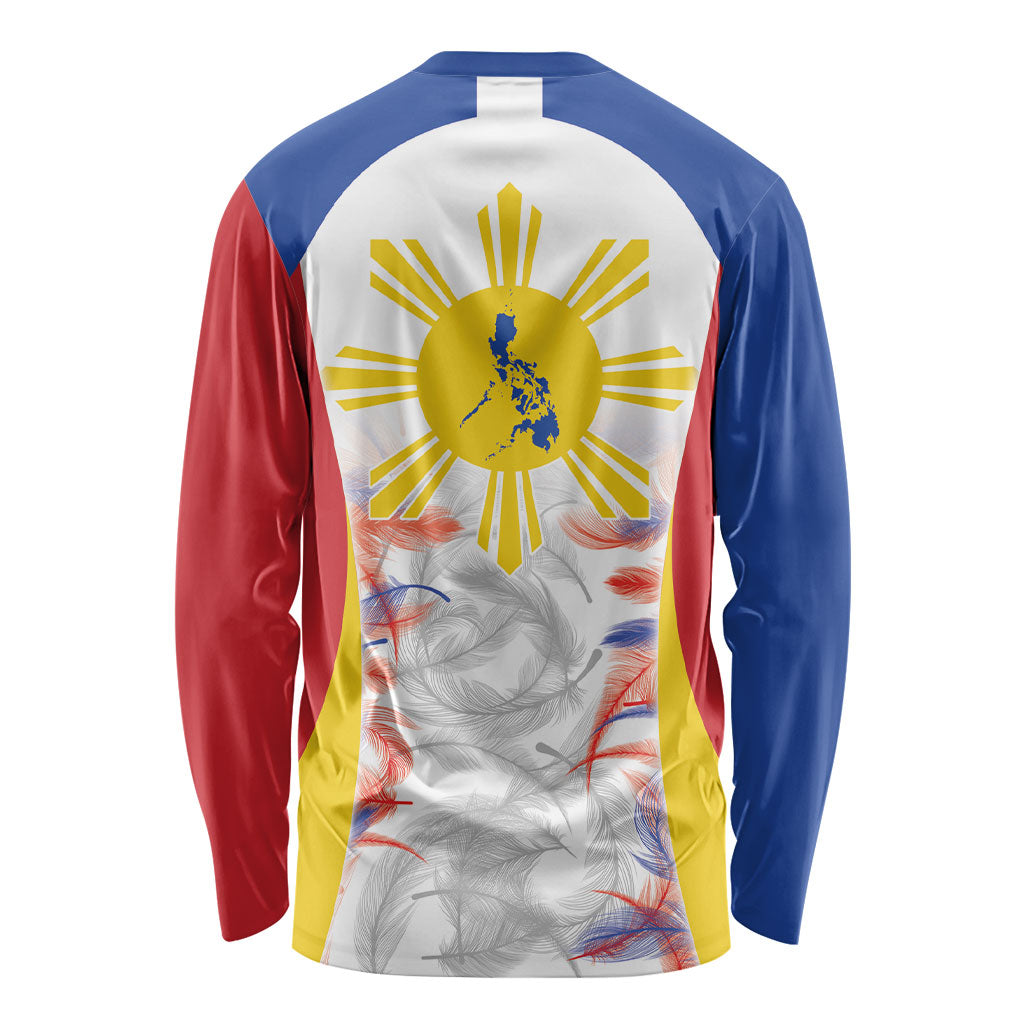 Philippines Flag Day Long Sleeve Shirt Filipino Feather Pattern LT9 - Polynesian Pride