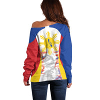 Philippines Flag Day Off Shoulder Sweater Filipino Feather Pattern LT9 - Polynesian Pride