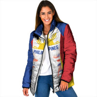 Philippines Flag Day Padded Jacket Filipino Feather Pattern LT9 Women White - Polynesian Pride