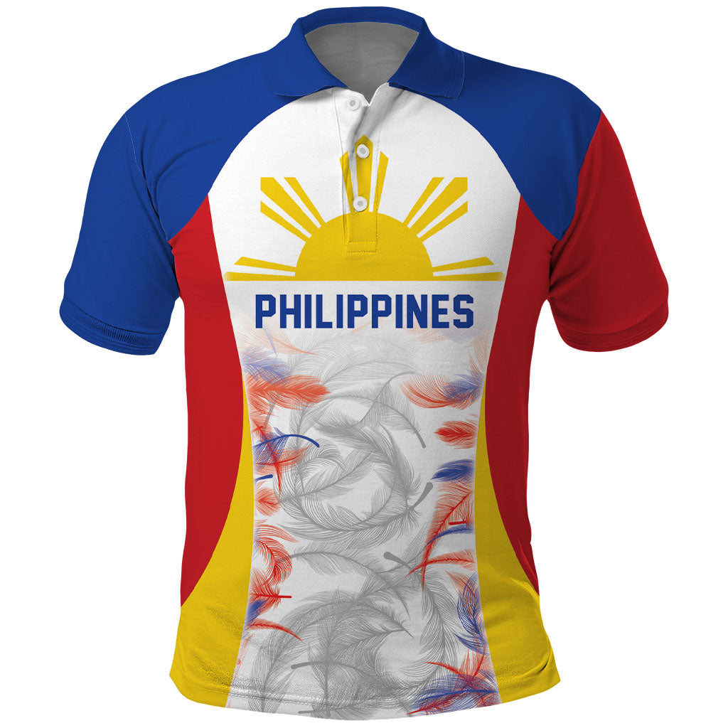 Philippines Flag Day Polo Shirt Filipino Feather Pattern LT9 White - Polynesian Pride