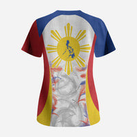 Philippines Flag Day Scrub Top Filipino Feather Pattern LT9 - Polynesian Pride