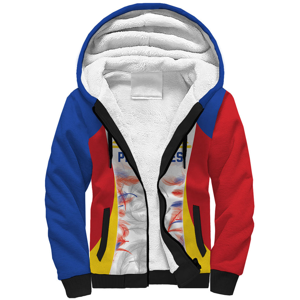 Philippines Flag Day Sherpa Hoodie Filipino Feather Pattern LT9 Unisex White - Polynesian Pride