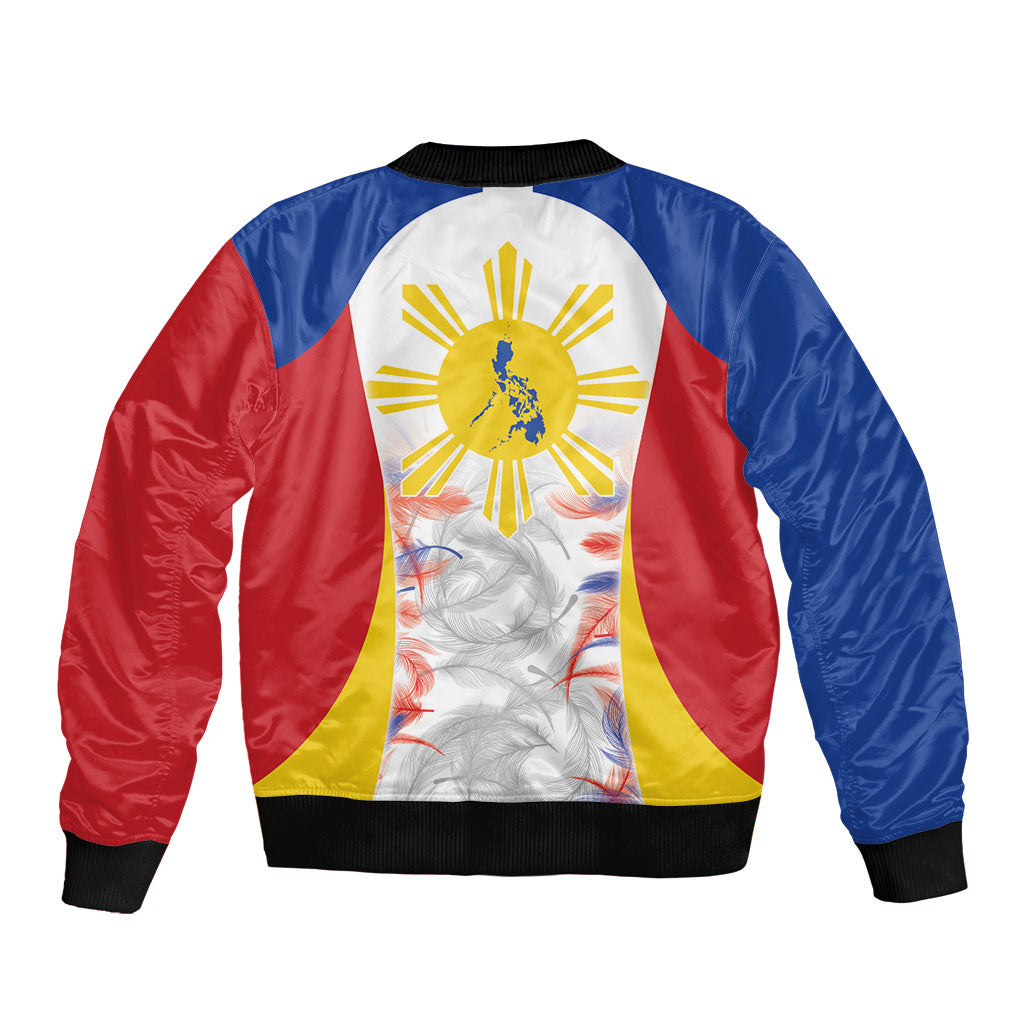 Philippines Flag Day Sleeve Zip Bomber Jacket Filipino Feather Pattern LT9 - Polynesian Pride
