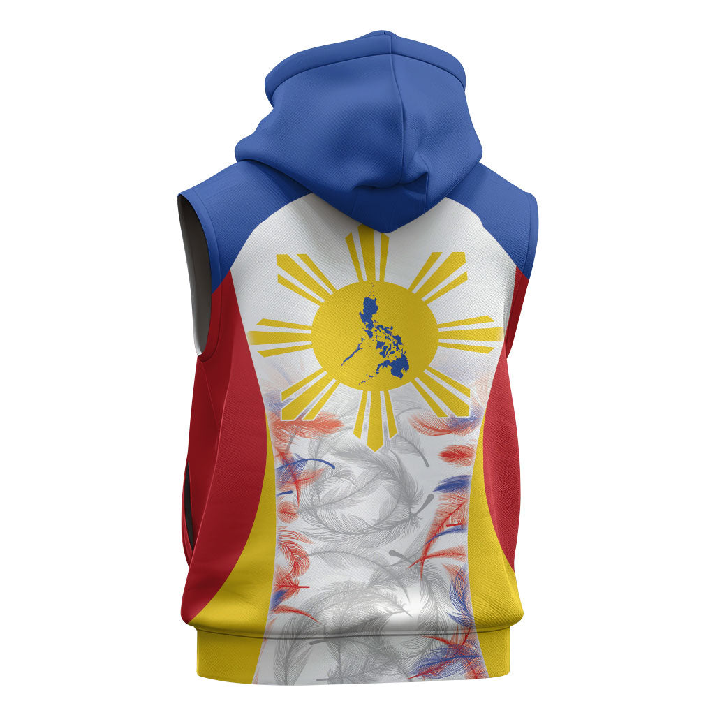 Philippines Flag Day Sleeveless Zip Hoodie Filipino Feather Pattern LT9 - Polynesian Pride