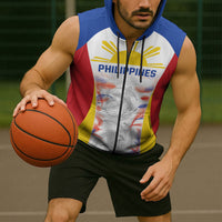 Philippines Flag Day Sleeveless Zip Hoodie Filipino Feather Pattern LT9 - Polynesian Pride