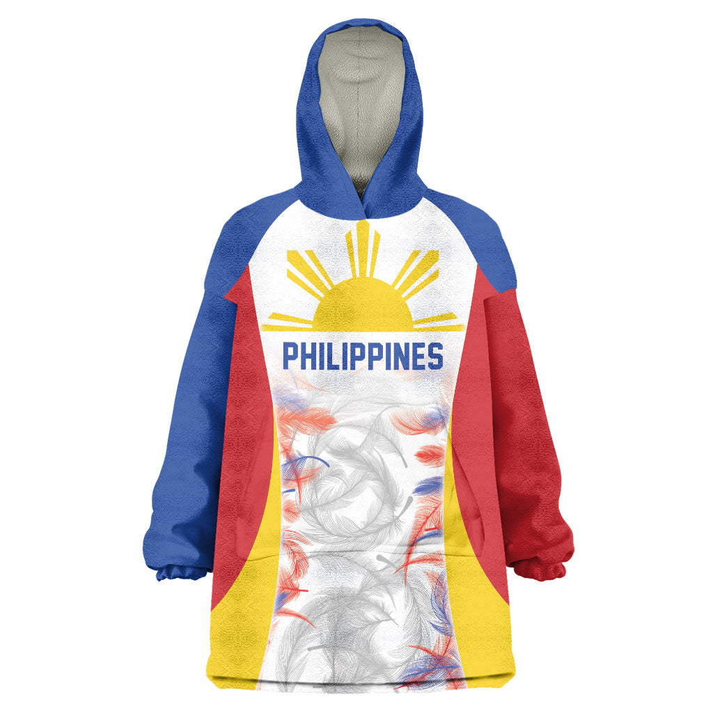 Philippines Flag Day Wearable Blanket Hoodie Filipino Feather Pattern LT9 One Size White - Polynesian Pride