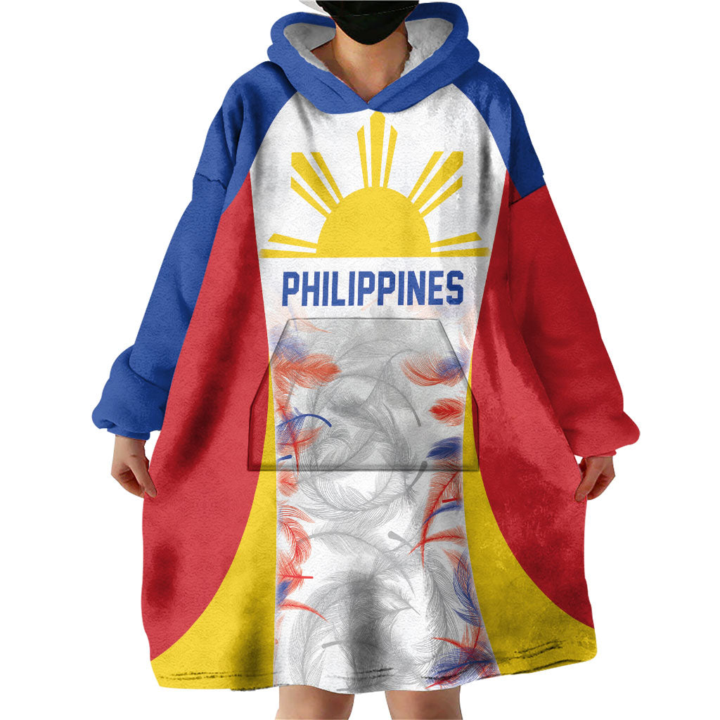 Philippines Flag Day Wearable Blanket Hoodie Filipino Feather Pattern LT9 - Polynesian Pride