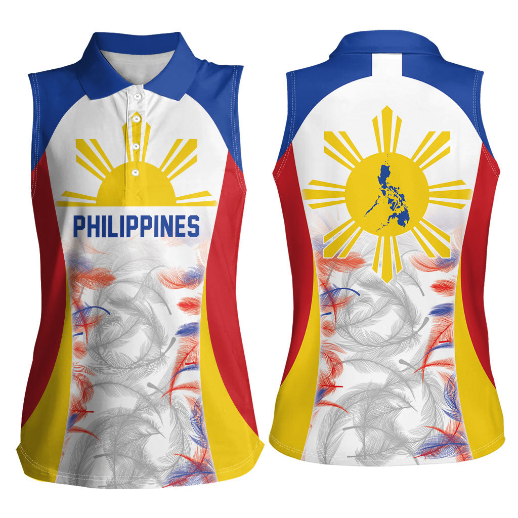Philippines Flag Day Women Sleeveless Polo Shirt Filipino Feather Pattern LT9 - Polynesian Pride