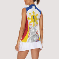 Philippines Flag Day Women Sleeveless Polo Shirt Filipino Feather Pattern LT9 - Polynesian Pride