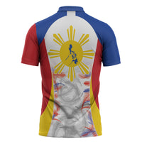 Philippines Flag Day Zipper Polo Shirt Filipino Feather Pattern LT9 - Polynesian Pride