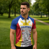Philippines Flag Day Zipper Polo Shirt Filipino Feather Pattern LT9 - Polynesian Pride