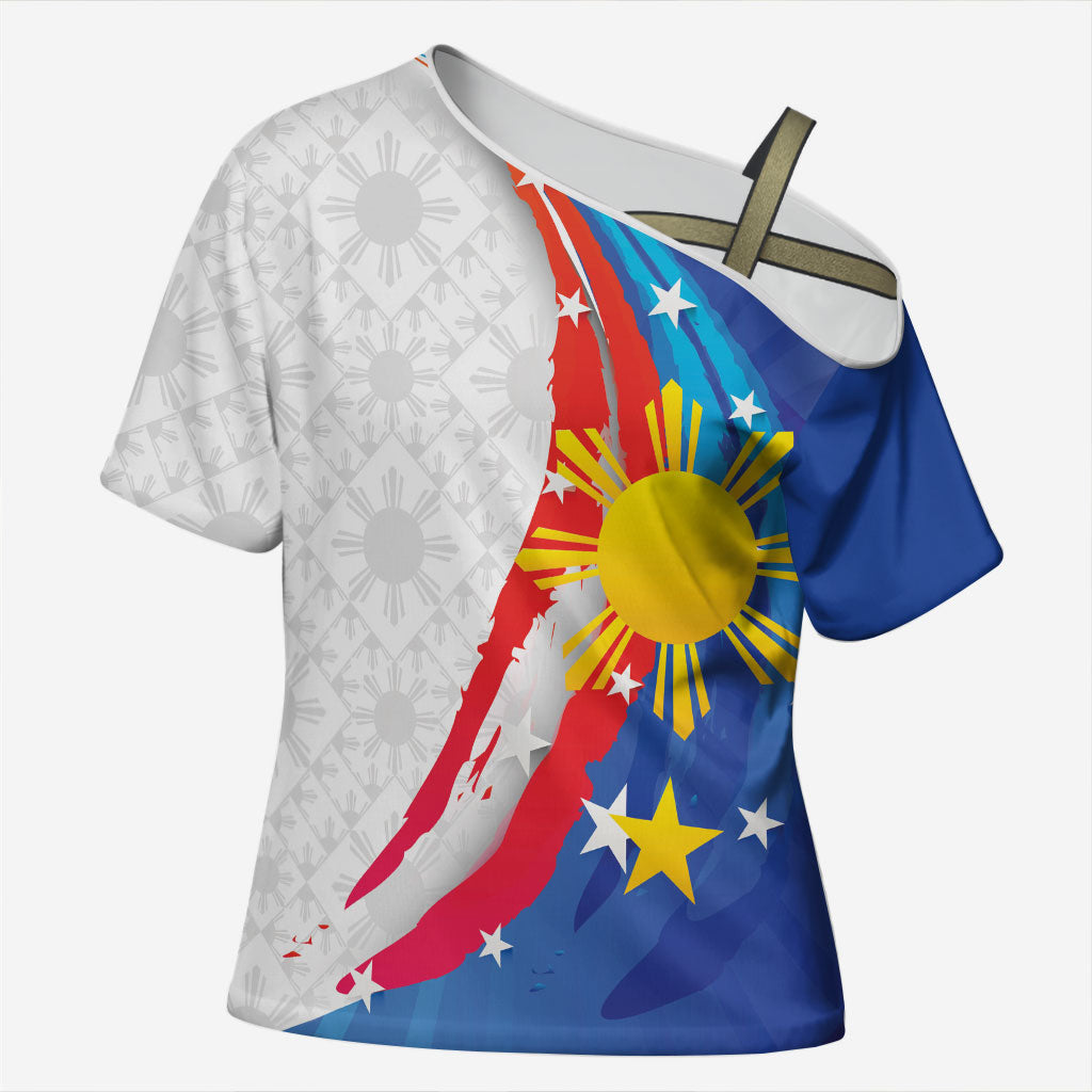 Philippines Flag Day Cross Shoulder Shirt Filipino Pride Shines Bright On Flag Day LT9 Female White - Polynesian Pride