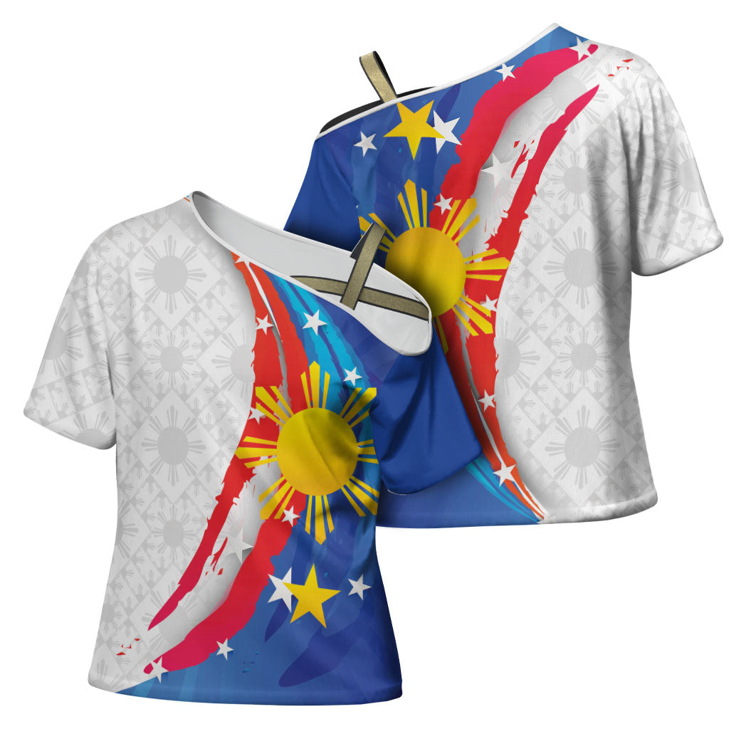 Philippines Flag Day Cross Shoulder Shirt Filipino Pride Shines Bright On Flag Day LT9 - Polynesian Pride