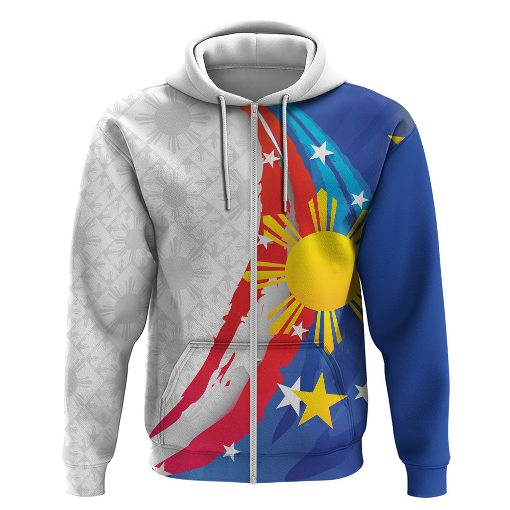 Philippines Flag Day Hoodie Filipino Pride Shines Bright On Flag Day LT9 Zip Hoodie White - Polynesian Pride