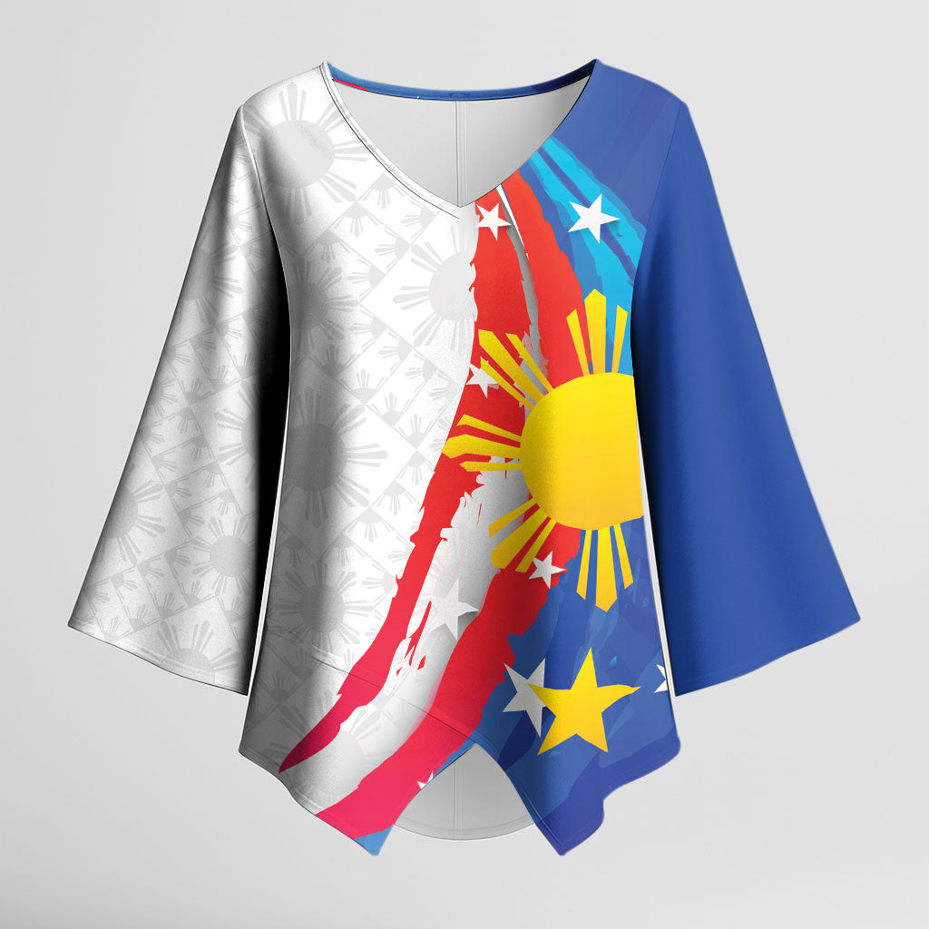 Philippines Flag Day Kimono Sleeve Blouse Filipino Pride Shines Bright On Flag Day LT9 Female White - Polynesian Pride