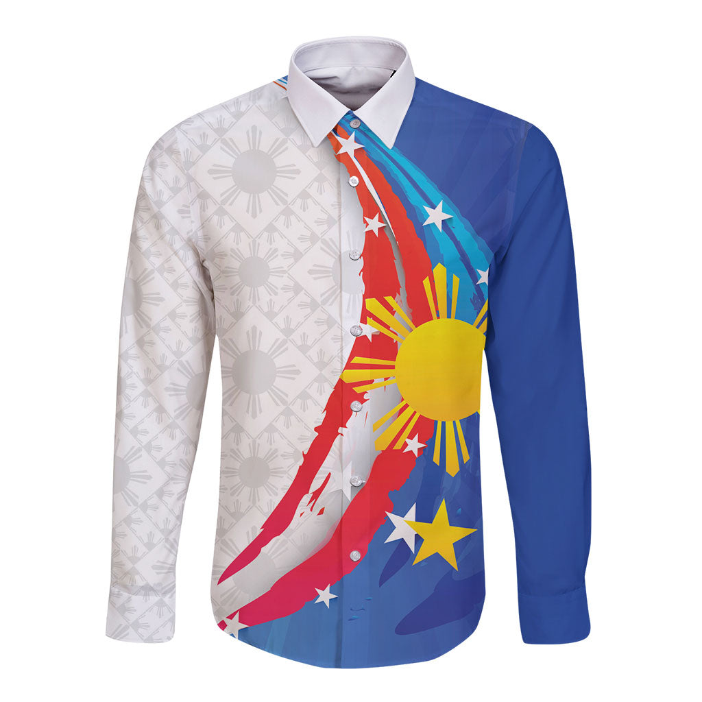 Philippines Flag Day Long Sleeve Button Shirt Filipino Pride Shines Bright On Flag Day LT9 Unisex White - Polynesian Pride