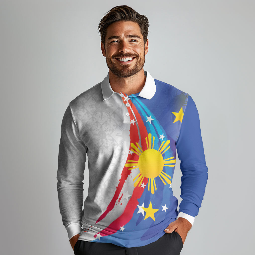Philippines Flag Day Long Sleeve Polo Shirt Filipino Pride Shines Bright On Flag Day LT9 - Polynesian Pride