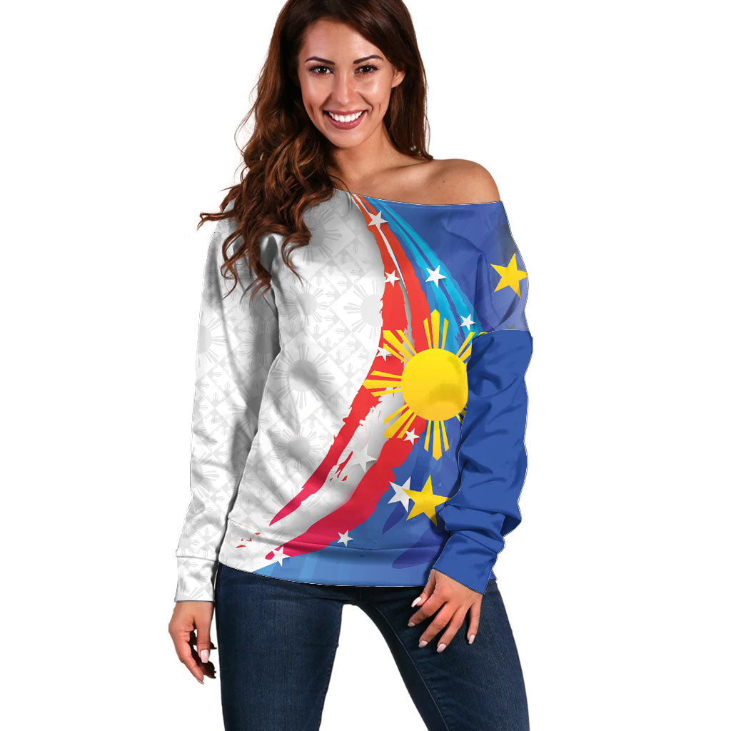 Philippines Flag Day Off Shoulder Sweater Filipino Pride Shines Bright On Flag Day LT9 Women White - Polynesian Pride