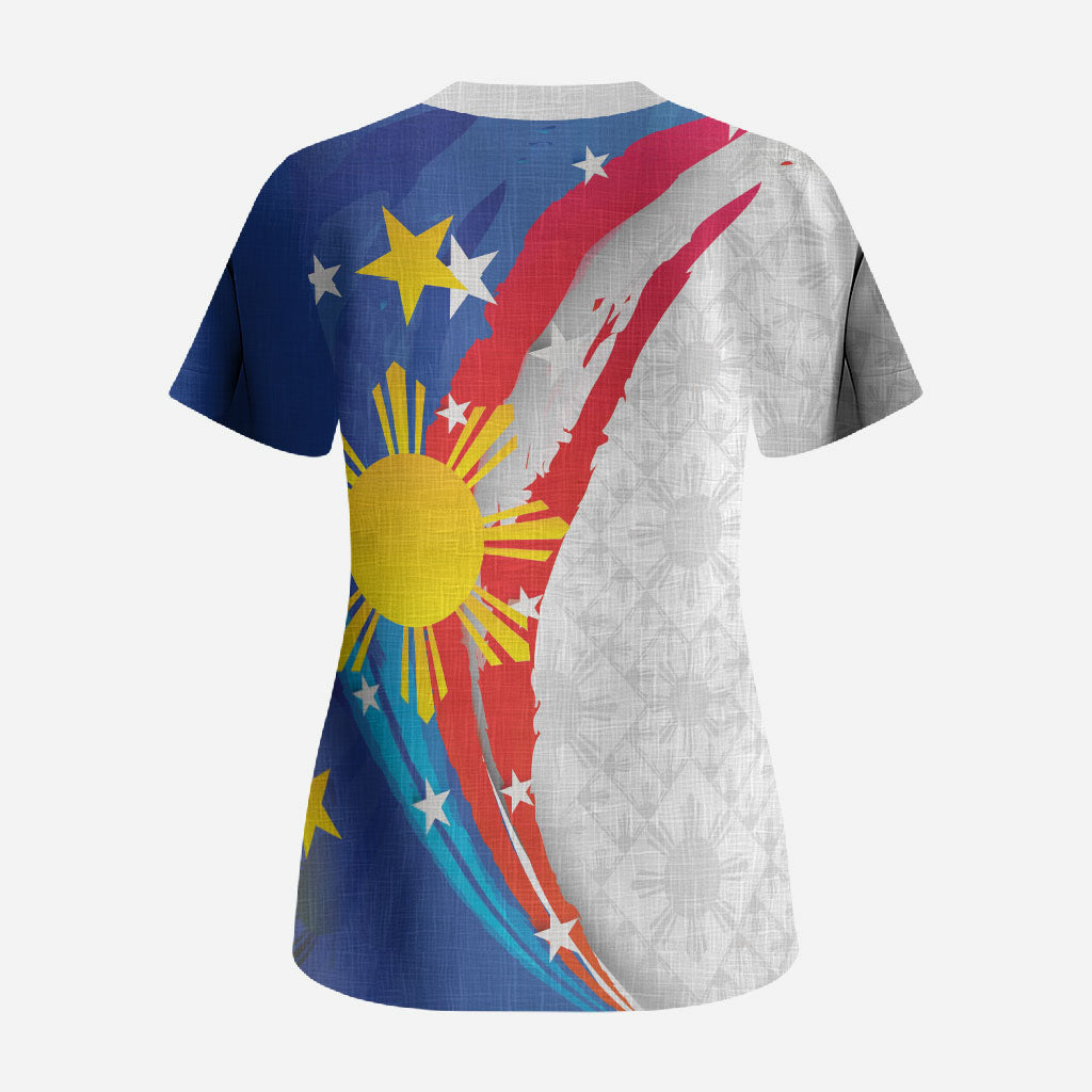 Philippines Flag Day Scrub Top Filipino Pride Shines Bright On Flag Day LT9 - Polynesian Pride