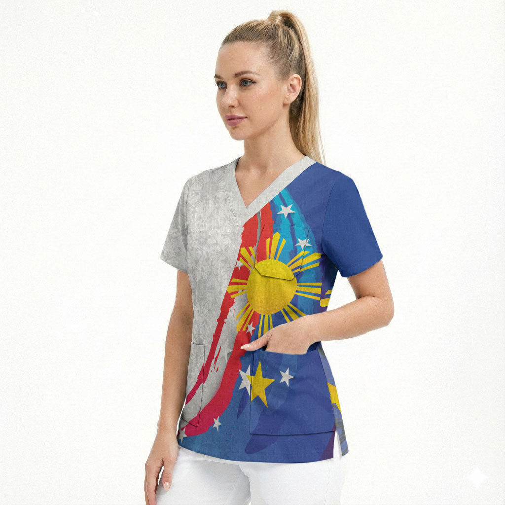 Philippines Flag Day Scrub Top Filipino Pride Shines Bright On Flag Day LT9 - Polynesian Pride