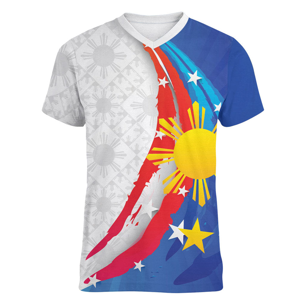 Philippines Flag Day Women V-Neck T-Shirt Filipino Pride Shines Bright On Flag Day