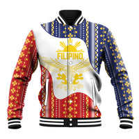 Philippines Flag Day Baseball Jacket Filipino Traditional Igorot Tribal Pattern LT9 Unisex White - Polynesian Pride