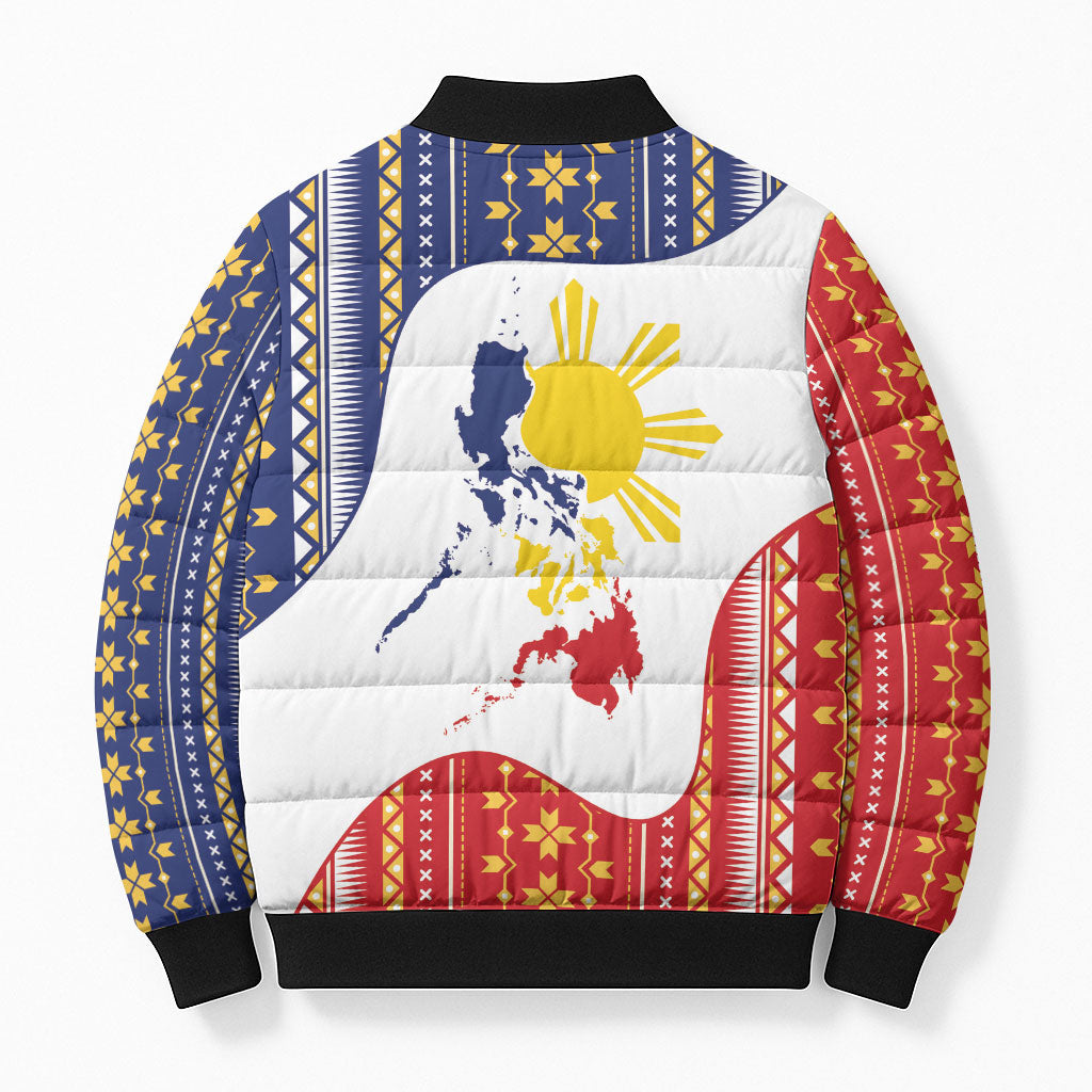 Philippines Flag Day Bomber Puffer Jacket Filipino Traditional Igorot Tribal Pattern LT9 - Polynesian Pride