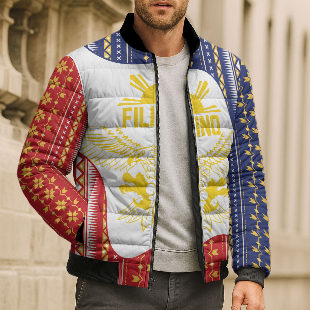 Philippines Flag Day Bomber Puffer Jacket Filipino Traditional Igorot Tribal Pattern LT9 - Polynesian Pride