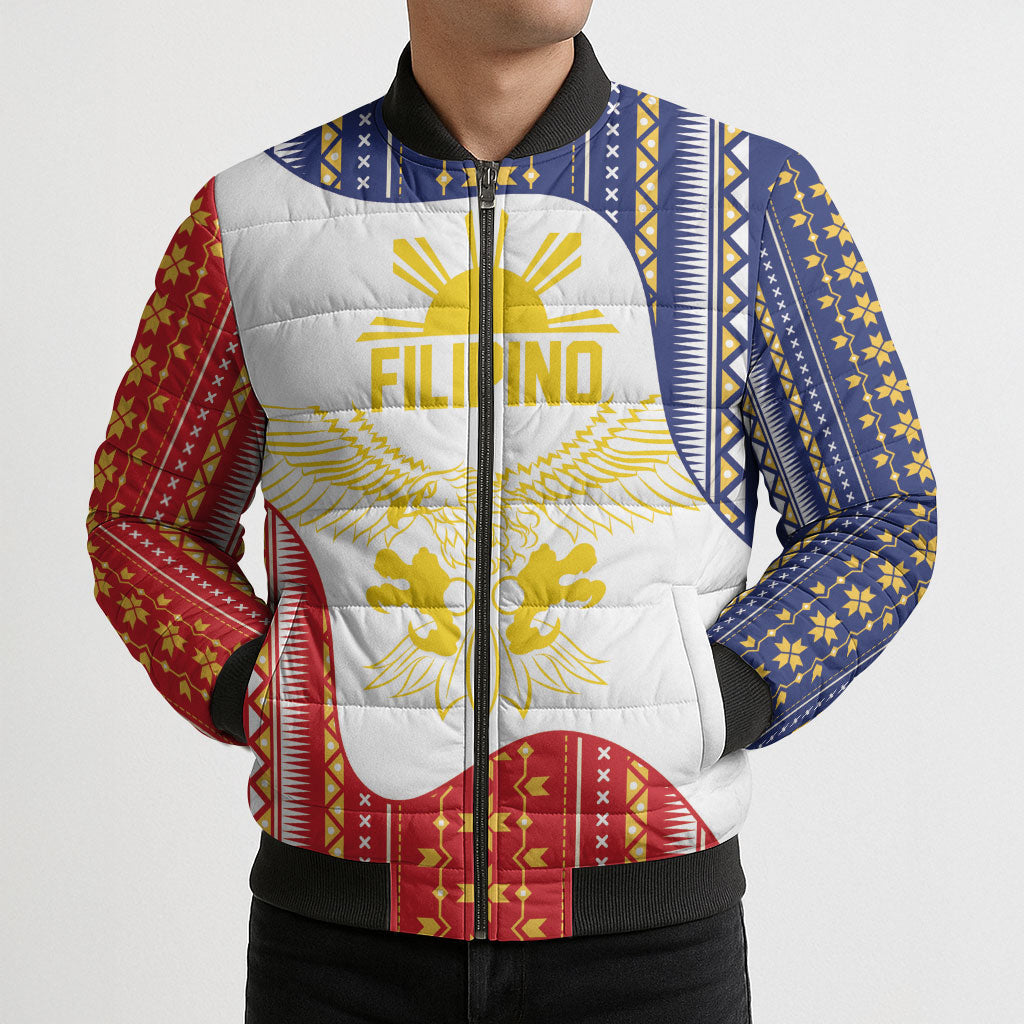 Philippines Flag Day Bomber Puffer Jacket Filipino Traditional Igorot Tribal Pattern LT9 - Polynesian Pride