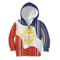 Philippines Flag Day Kid Hoodie Filipino Traditional Igorot Tribal Pattern LT9 Zip Hoodie White - Polynesian Pride