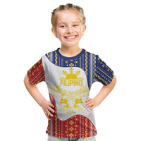 Philippines Flag Day Kid T Shirt Filipino Traditional Igorot Tribal Pattern LT9 White - Polynesian Pride