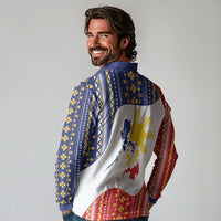 Philippines Flag Day Long Sleeve Polo Shirt Filipino Traditional Igorot Tribal Pattern LT9 - Polynesian Pride