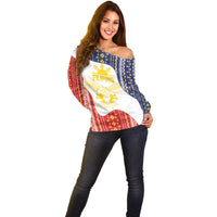 Philippines Flag Day Off Shoulder Sweater Filipino Traditional Igorot Tribal Pattern LT9 - Polynesian Pride