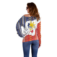 Philippines Flag Day Off Shoulder Sweater Filipino Traditional Igorot Tribal Pattern LT9 - Polynesian Pride