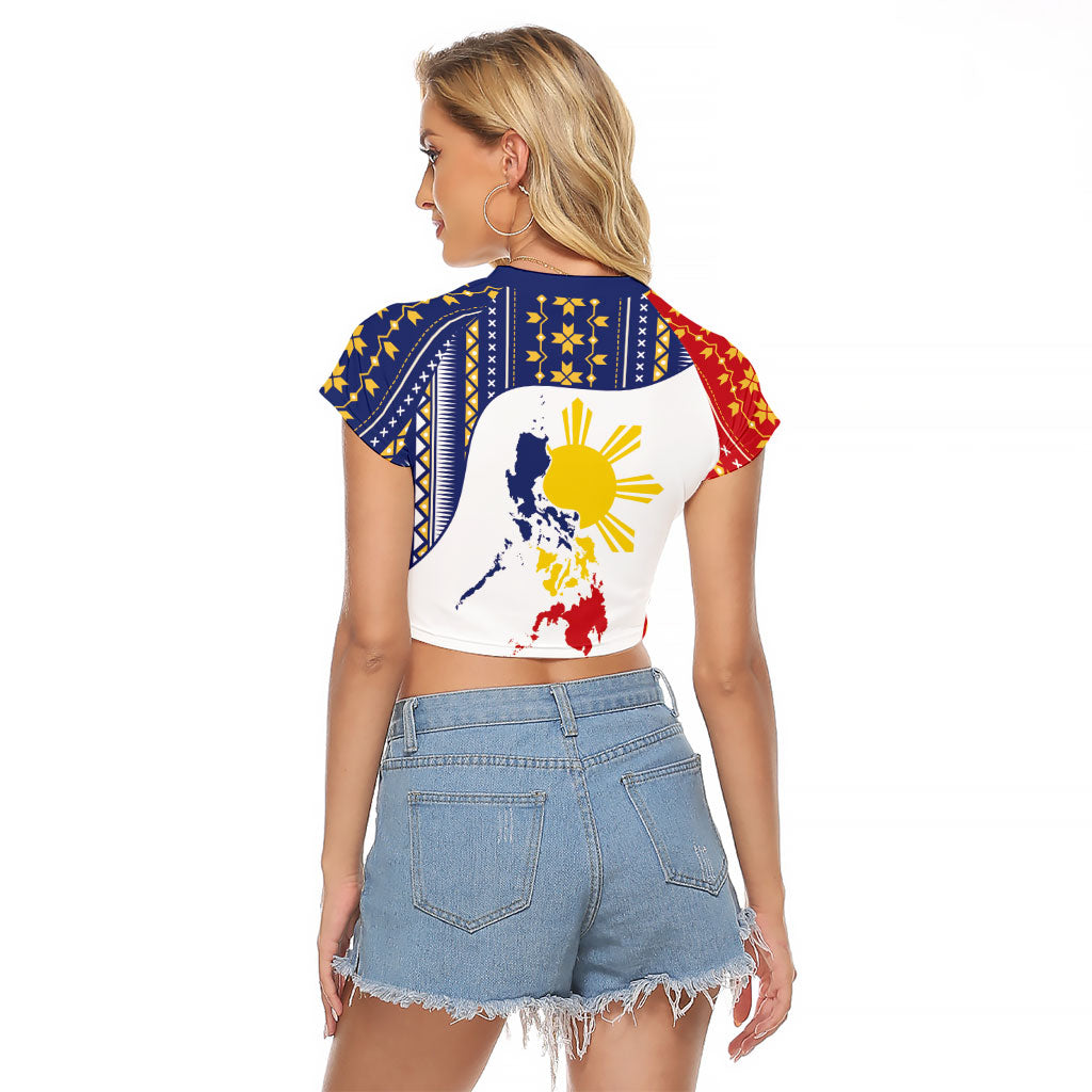 Philippines Flag Day Raglan Cropped T Shirt Filipino Traditional Igorot Tribal Pattern LT9 - Polynesian Pride