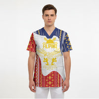 Philippines Flag Day Scrub Top Filipino Traditional Igorot Tribal Pattern LT9 - Polynesian Pride