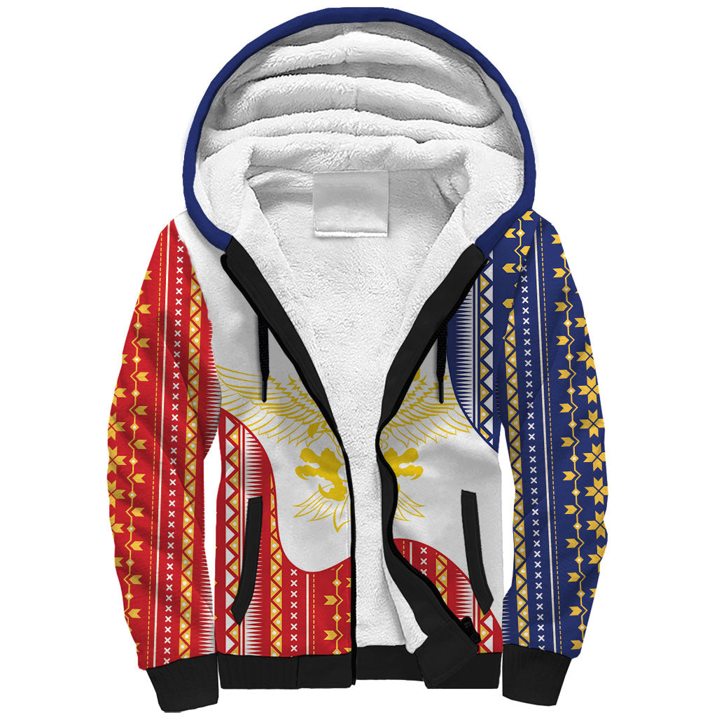 Philippines Flag Day Sherpa Hoodie Filipino Traditional Igorot Tribal Pattern LT9 Unisex White - Polynesian Pride