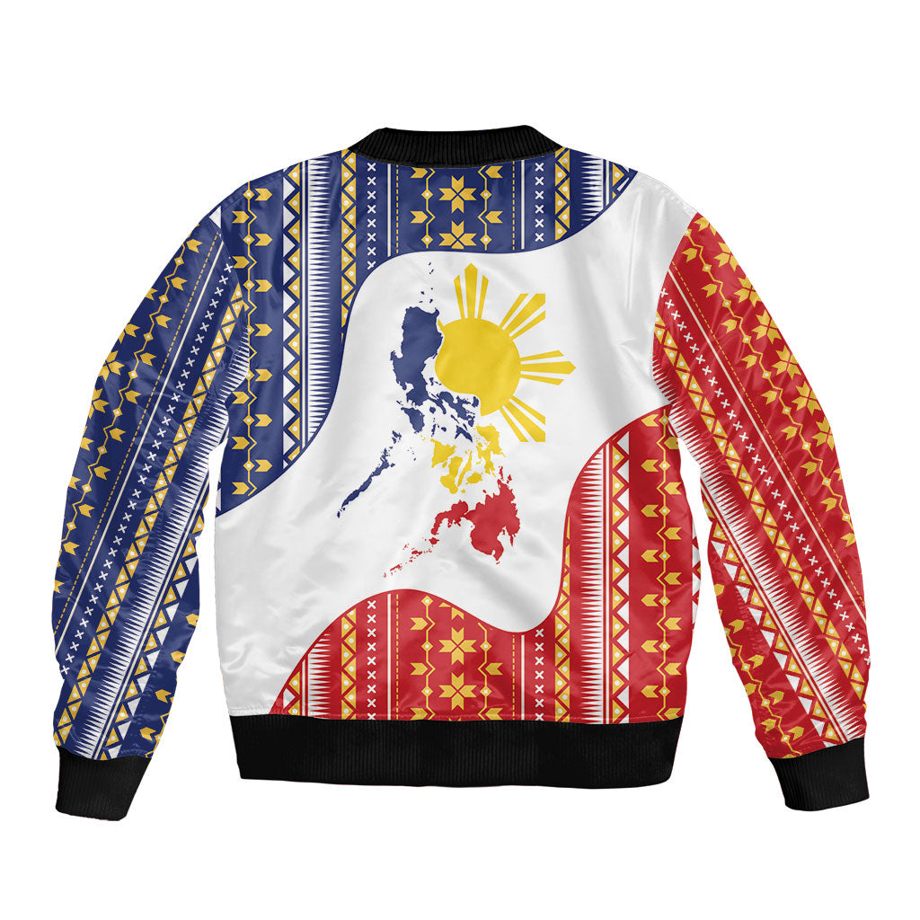 Philippines Flag Day Sleeve Zip Bomber Jacket Filipino Traditional Igorot Tribal Pattern LT9 - Polynesian Pride