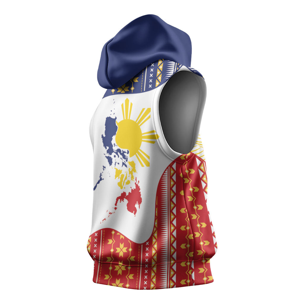 Philippines Flag Day Sleeveless Hoodie Filipino Traditional Igorot Tribal Pattern LT9 - Polynesian Pride