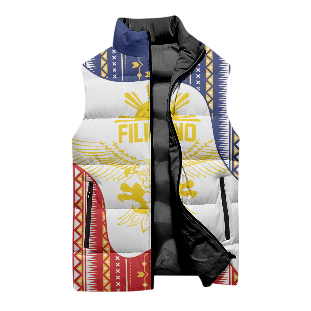Philippines Flag Day Sleeveless Puffer Jacket Filipino Traditional Igorot Tribal Pattern LT9 - Polynesian Pride