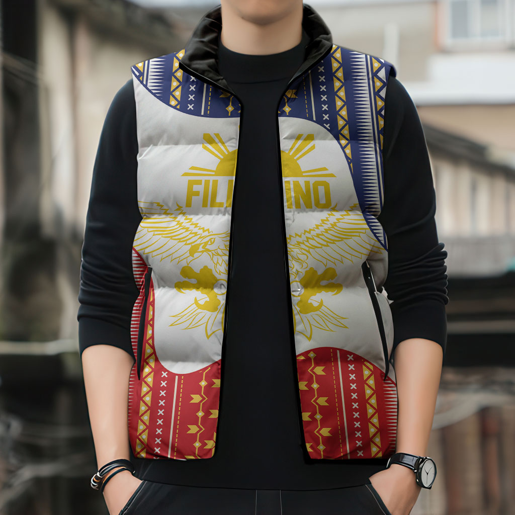 Philippines Flag Day Sleeveless Puffer Jacket Filipino Traditional Igorot Tribal Pattern LT9 - Polynesian Pride