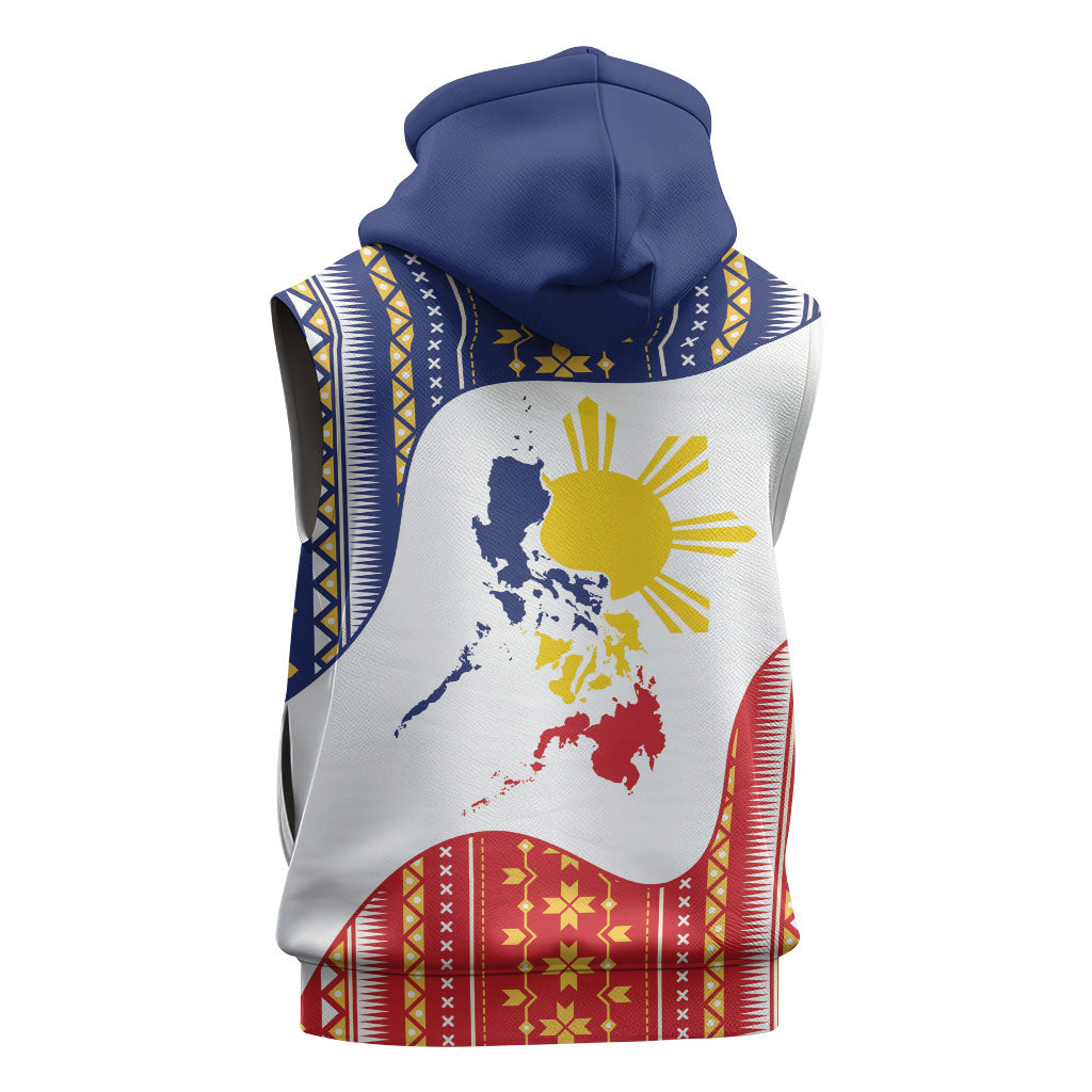 Philippines Flag Day Sleeveless Zip Hoodie Filipino Traditional Igorot Tribal Pattern