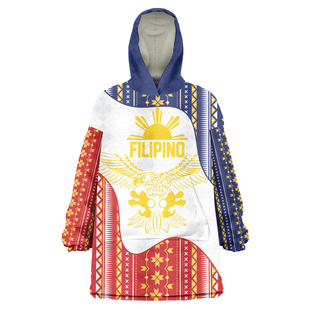 Philippines Flag Day Wearable Blanket Hoodie Filipino Traditional Igorot Tribal Pattern LT9 One Size White - Polynesian Pride
