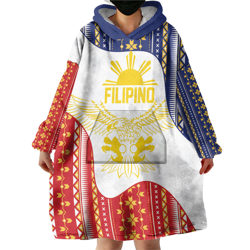 Philippines Flag Day Wearable Blanket Hoodie Filipino Traditional Igorot Tribal Pattern LT9 - Polynesian Pride